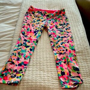 EUC Lilly Pulitzer Luxletic Weekender midi Pina Colada Club Leggings